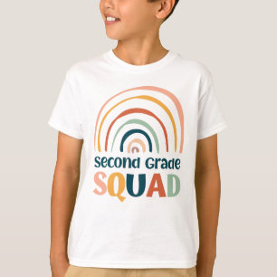 Second Grade Squad colourful retro boho rainbow T-Shirt