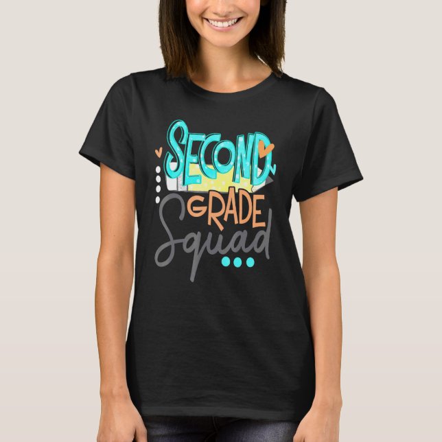Second Grade Squad Hello First Day Of School Back  T-Shirt (Front)