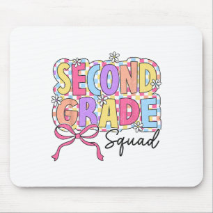 Second Grade Squad Teacher Girl Coquette Bow Back Mouse Pad