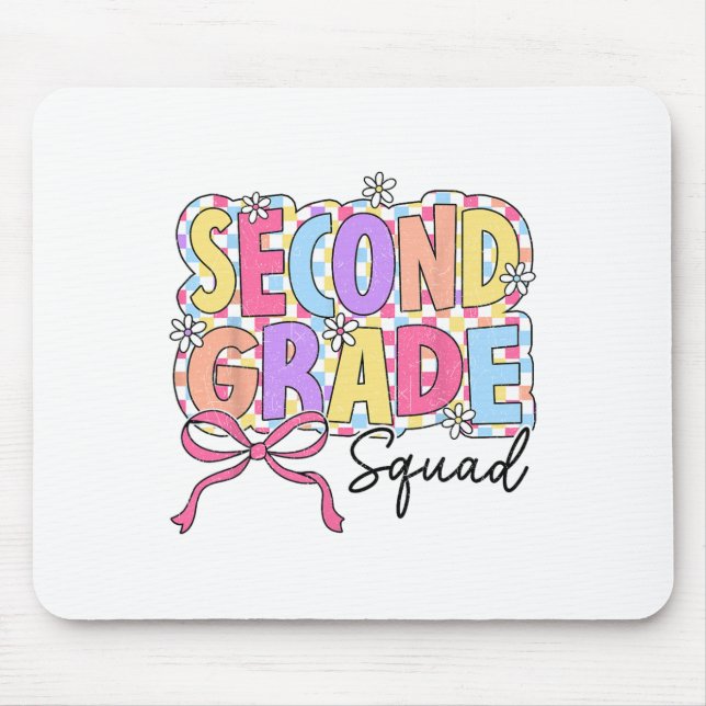Second Grade Squad Teacher Girl Coquette Bow Back  Mouse Pad (Front)