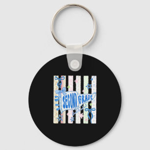 Second grade teacher 2nd grade pennant flag back key ring