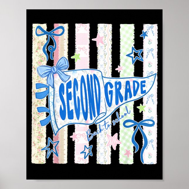 Second grade teacher 2nd grade pennant flag back poster (Front)