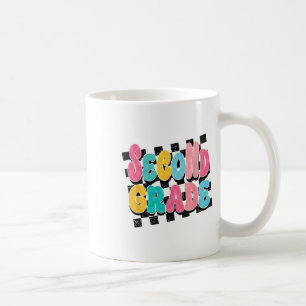 Second Grade Teacher Back To School Chequered Prin Coffee Mug