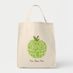 Second Grade Teacher Bag - Green Apple