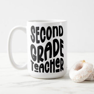 Second Grade Teacher Black Typography Design Coffee Mug