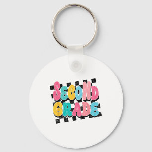 Second Grade Teacher Ck To School Chequered Print  Key Ring