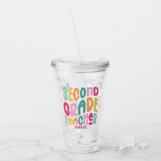 Second Grade Teacher Colorful Typography Design Acrylic Tumbler