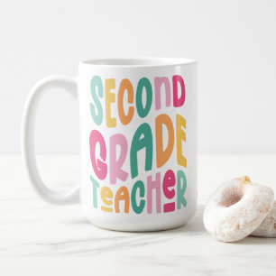 Second Grade Teacher Colorful Typography Design Coffee Mug