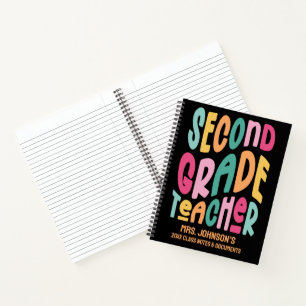 Second Grade Teacher Colorful Typography Notebook