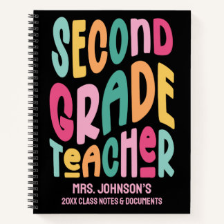 Second Grade Teacher Colourful Typography Notebook
