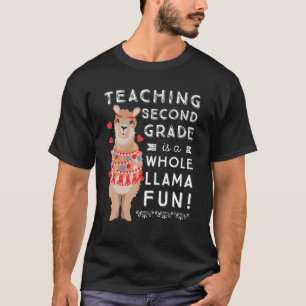 Second Grade Teacher Gift Womens Cute Whole Llama T-Shirt