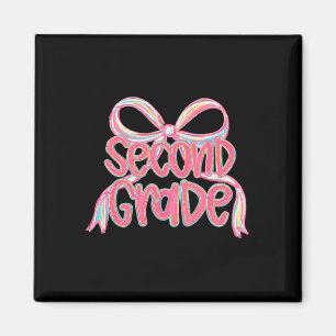 Second Grade Teacher Girly Pink Coquette Bow Back Magnet