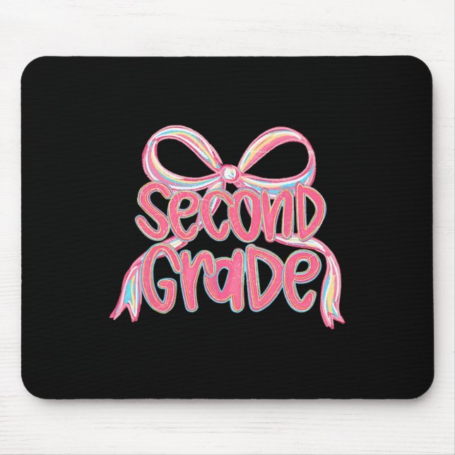 Second Grade Teacher Girly Pink Coquette Bow Back  Mouse Pad (Front)