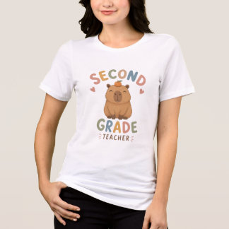 Second Grade Teacher | Happy Capybara Tri-Blend Shirt