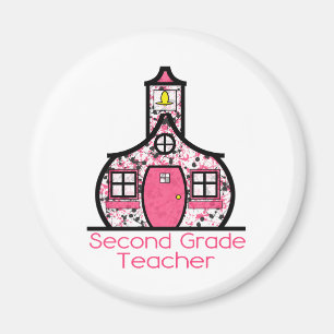 Second Grade Teacher Paint Splatter Schoolhouse Magnet