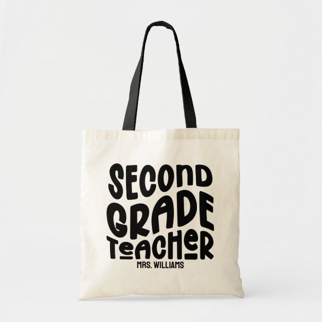 Second Grade Teacher Simple Typography  Tote Bag (Front)