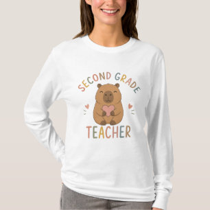 Second Grade Teacher Smiling Capybara T-Shirt