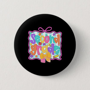 Second Grade Teacher Student Coquette Pencil 2nd G 6 Cm Round Badge