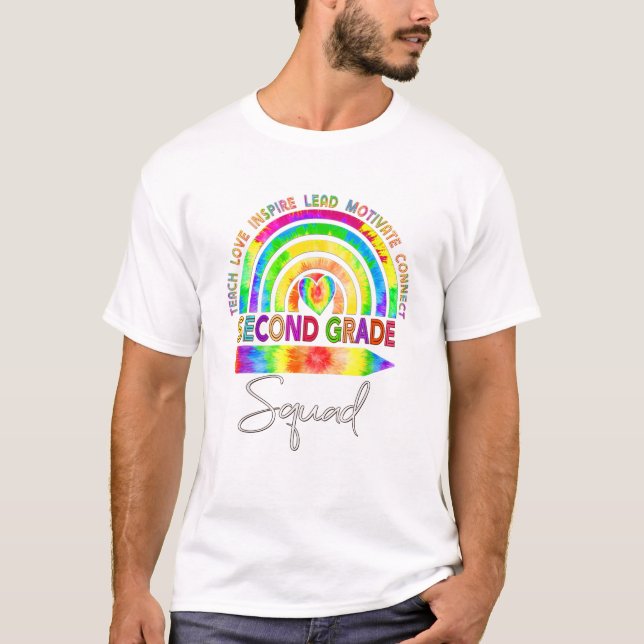 Second Grade Teacher Tie Dye Rainbo T-Shirt (Front)