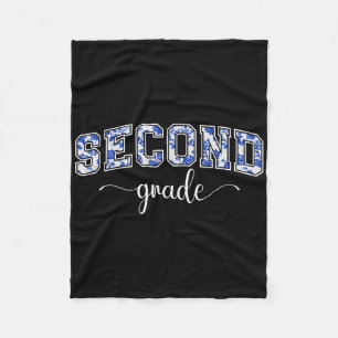 Second Grade Teacher Toile Floral 2nd Grade Back T Fleece Blanket