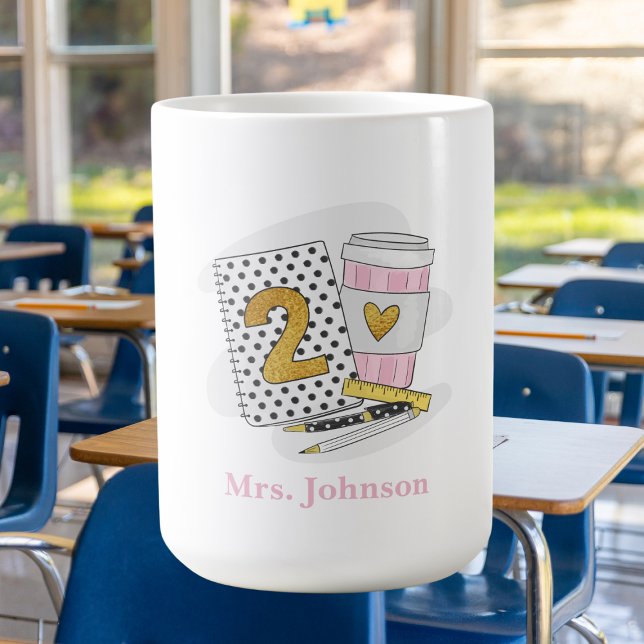 Second Grade Teacher White Preppy Notebook Coffee Mug (Creator Uploaded)