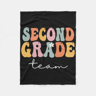 Second Grade Team Retro Groovy Vintage First Day O Fleece Blanket