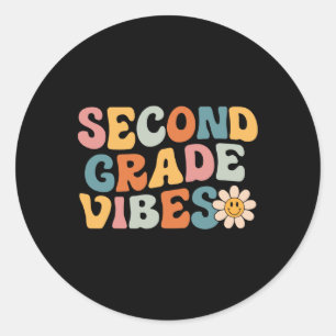 Second Grade Vibes - 2nd Grade Team Retro 1st Day Classic Round Sticker