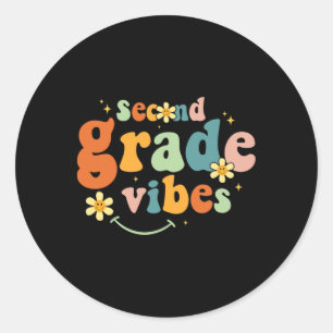 Second Grade Vibes 2nd Grade Team Retro 1st Day Of Classic Round Sticker