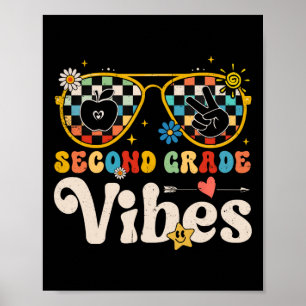 Second Grade Vibes - 2nd Grade Team Retro 1st Day  Poster