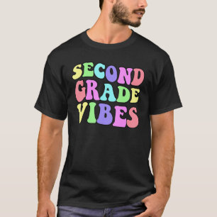 Second Grade Vibes Back To School Cute Rainbow Pas T-Shirt