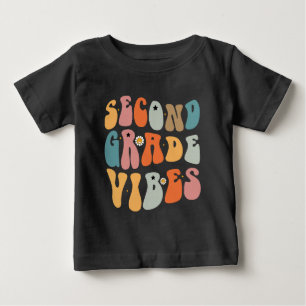 Second Grade Vibes Back To School Groovy School  Baby T-Shirt