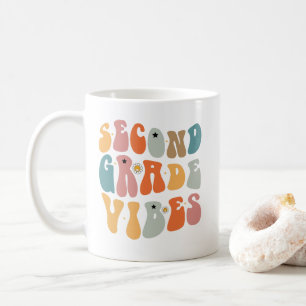Second Grade Vibes Back To School Groovy School  Coffee Mug