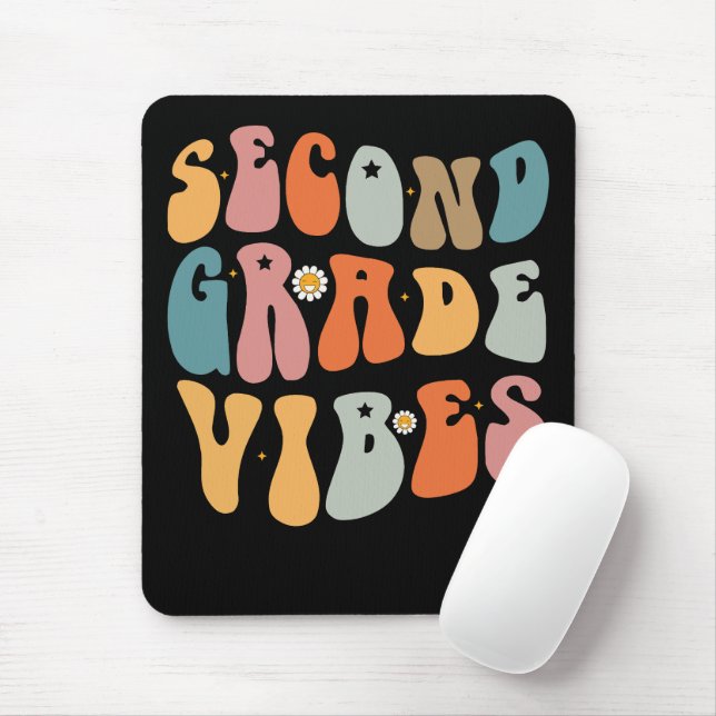 Second Grade Vibes Back To School Groovy School  Mouse Pad (With Mouse)