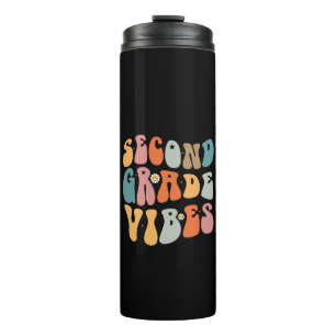 Second Grade Vibes Back To School Groovy School Thermal Tumbler