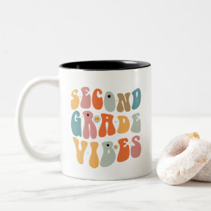 Second Grade Vibes Back To School Groovy School Two-Tone Coffee Mug