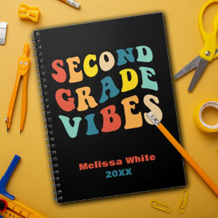 Second Grade vibes back to school retro Notebook