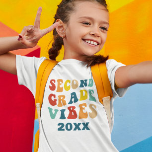 Second Grade vibes back to school retro  T-Shirt