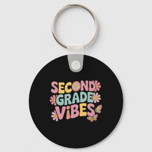 Second Grade Vibes Back To School Teacher Kids Boy Key Ring
