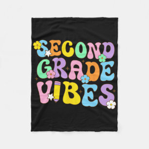 Second Grade Vibes Ck To School Retro 2nd Grade Te Fleece Blanket