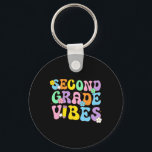 Second Grade Vibes Ck To School Retro 2nd Grade Te Key Ring<br><div class="desc">Second Grade Vibes Ck To School Retro 2nd Grade Teachers 1</div>