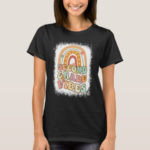 Second Grade Vibes Rainbow Bleached Retro 1st Day T-Shirt