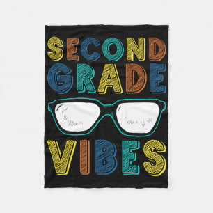 Second Grade Vibes Shirt Teacher Kids First Day Of Fleece Blanket