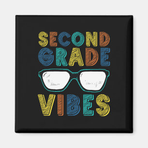 Second Grade Vibes Shirt Teacher Kids First Day Of Magnet