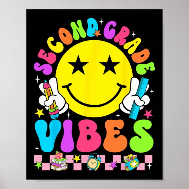 Second Grade Vibes Smile Face Back To School 2rd G Poster (Front)