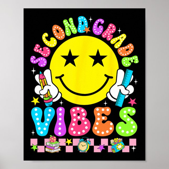 Second Grade Vibes Smile Face Back To School 2rd G Poster (Front)