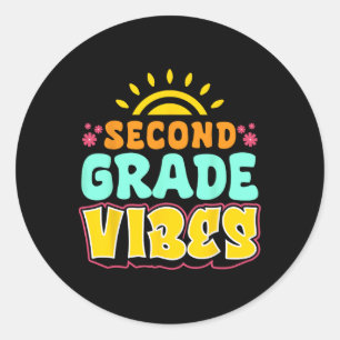 Second Grade Vibes Teacher Student 2nd Grade Back Classic Round Sticker