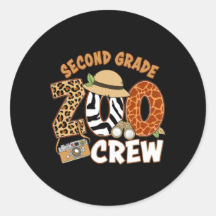 Second Grade Zoo Crew Back To School Wild Animal S Classic Round Sticker