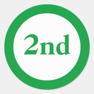 Second Place Award Green Classic Round Sticker