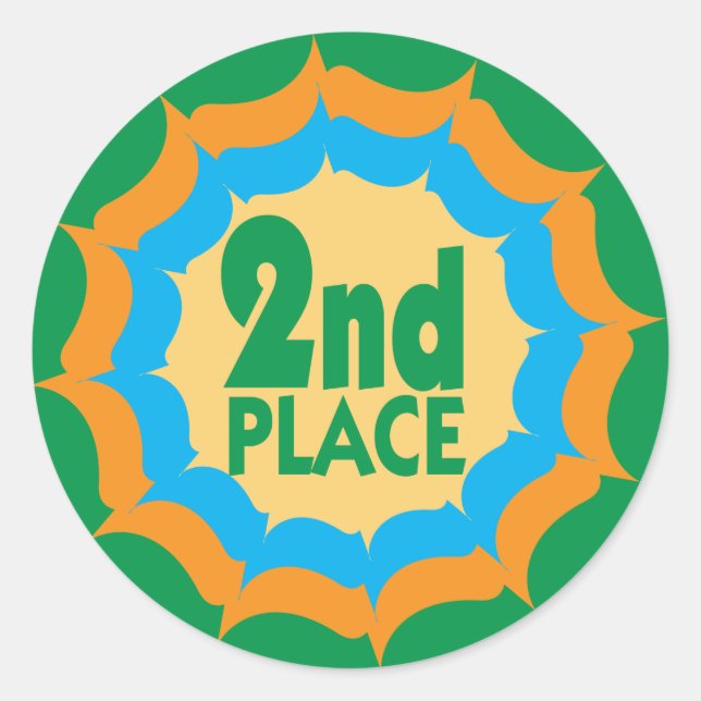 Second Place Ribbon Winner Classic Round Sticker (Front)