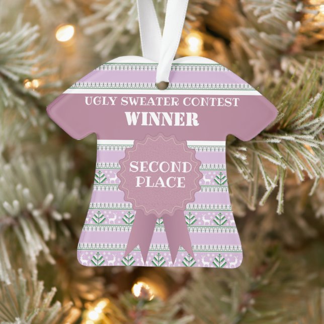 Second Place Ugly Christmas Sweater Contest Winner Ornament (Tree)
